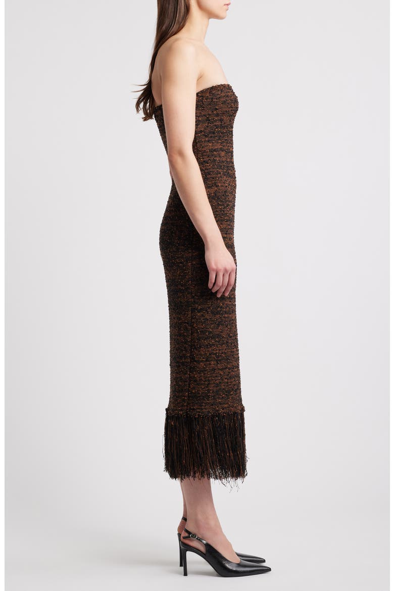 Strapless Fringe Bouclé Dress, Alternate, color, ESPRESSO MULTI