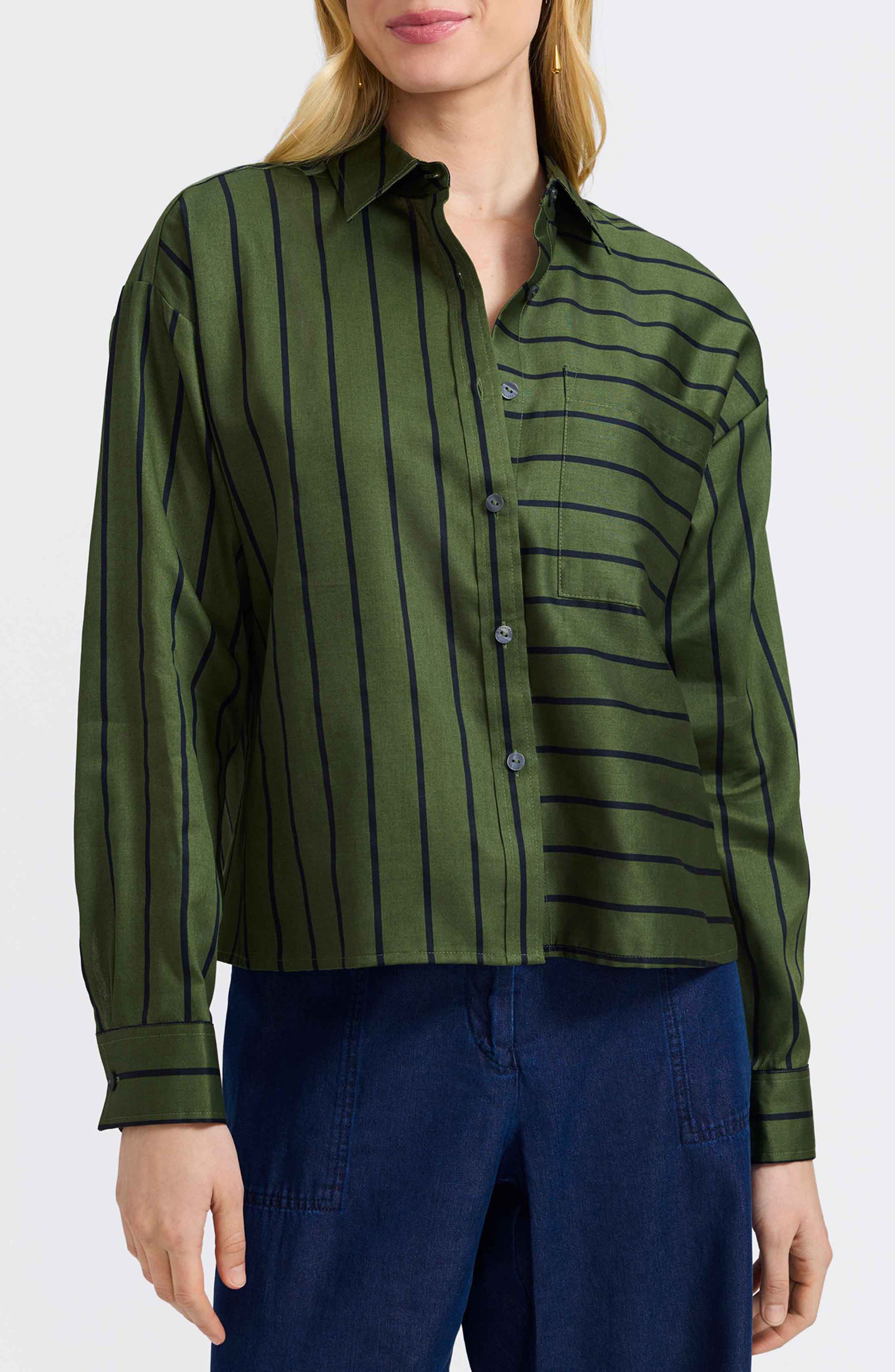 Marina Stripe Cotton Button-Up Shirt - image 5