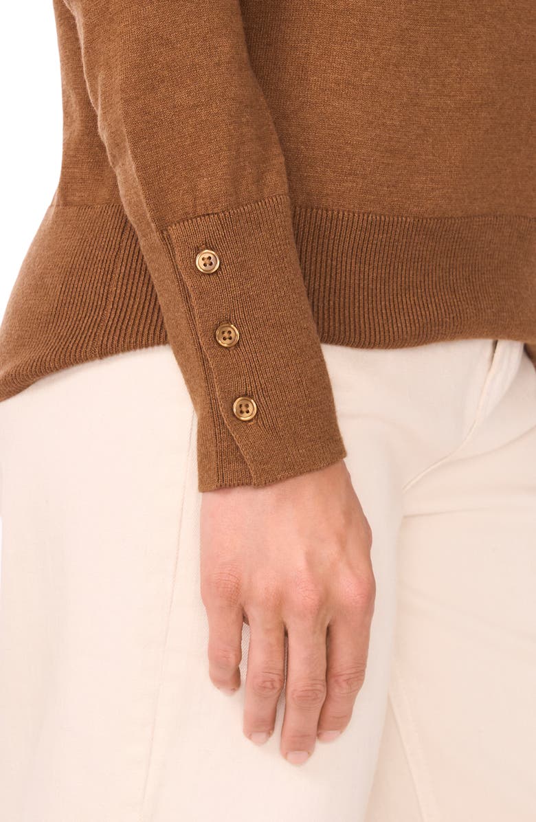 Halogen<sup>®</sup> Button Cuff Crewneck Sweater, Alternate, color, Rich Cognac