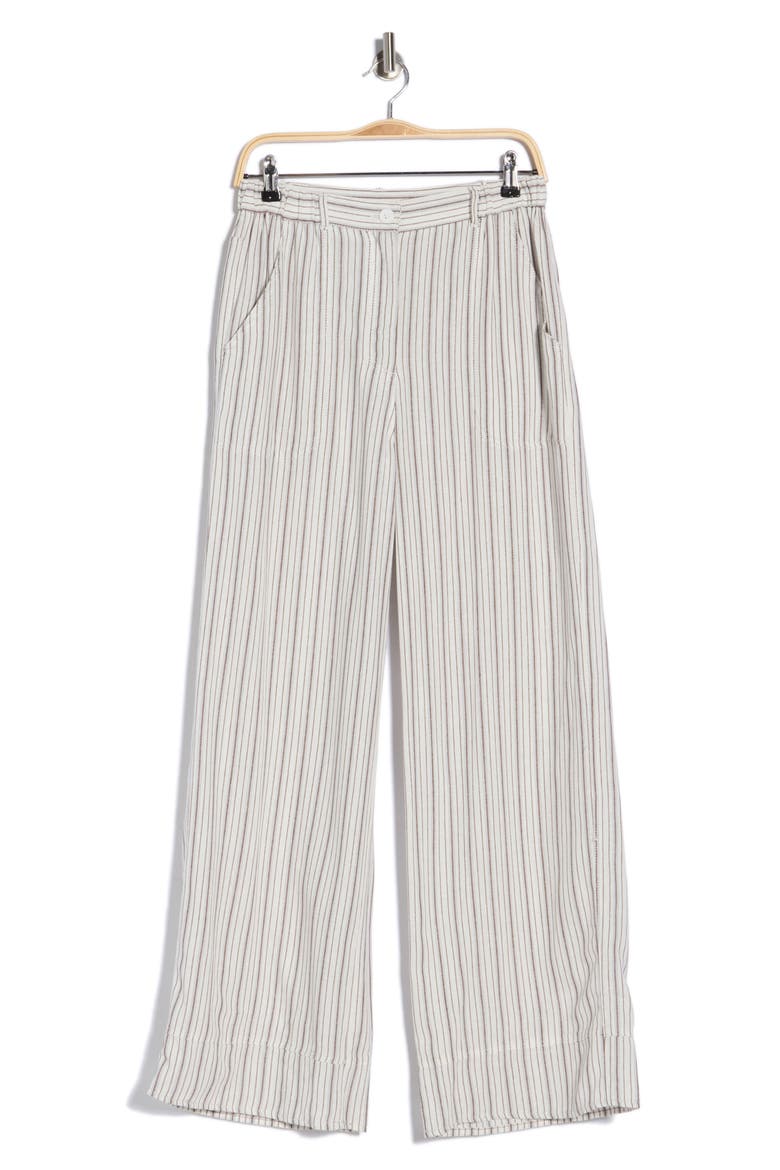 Stripe High Waist Wide Leg Linen Blend Pants, Alternate, color, WHITE / ACORN SHORELINE STRIPE