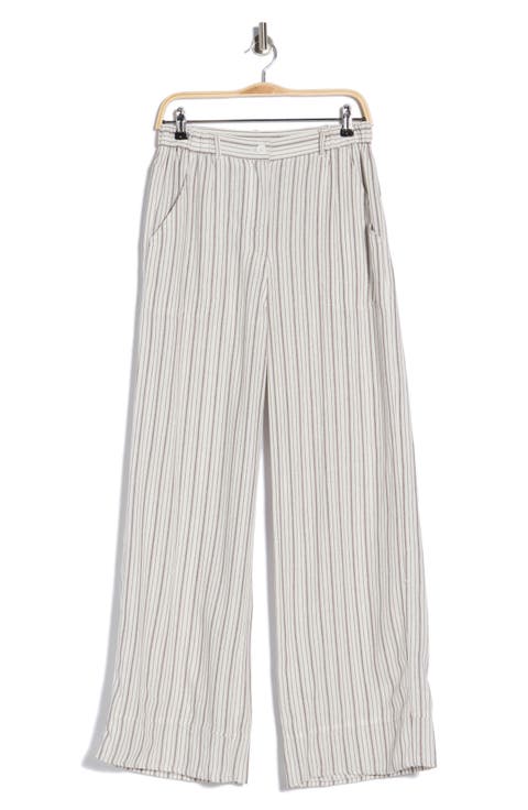 Stripe High Waist Wide Leg Linen Blend Pants