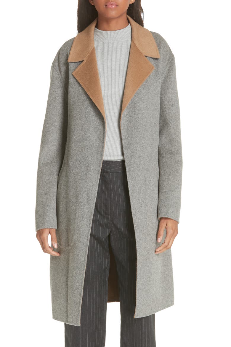 Sven Reversible Wool Blend Coat, Main, color, GREY/ CAMEL