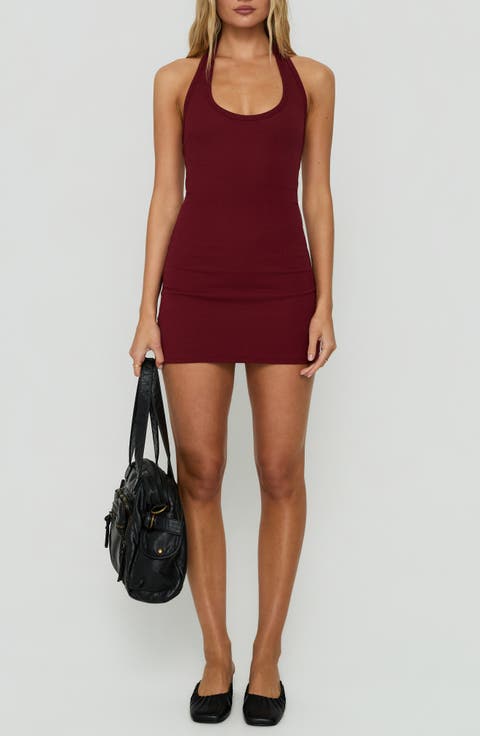 Baseline Rib Stretch Cotton Halter Minidress