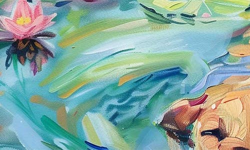 Wynwood Studio Lily Pad Dog Canvas Wall Art In Green