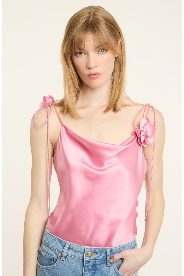Marta Trailing Flower Silk Camisole, Alternate, color, ROSEWATER PINK