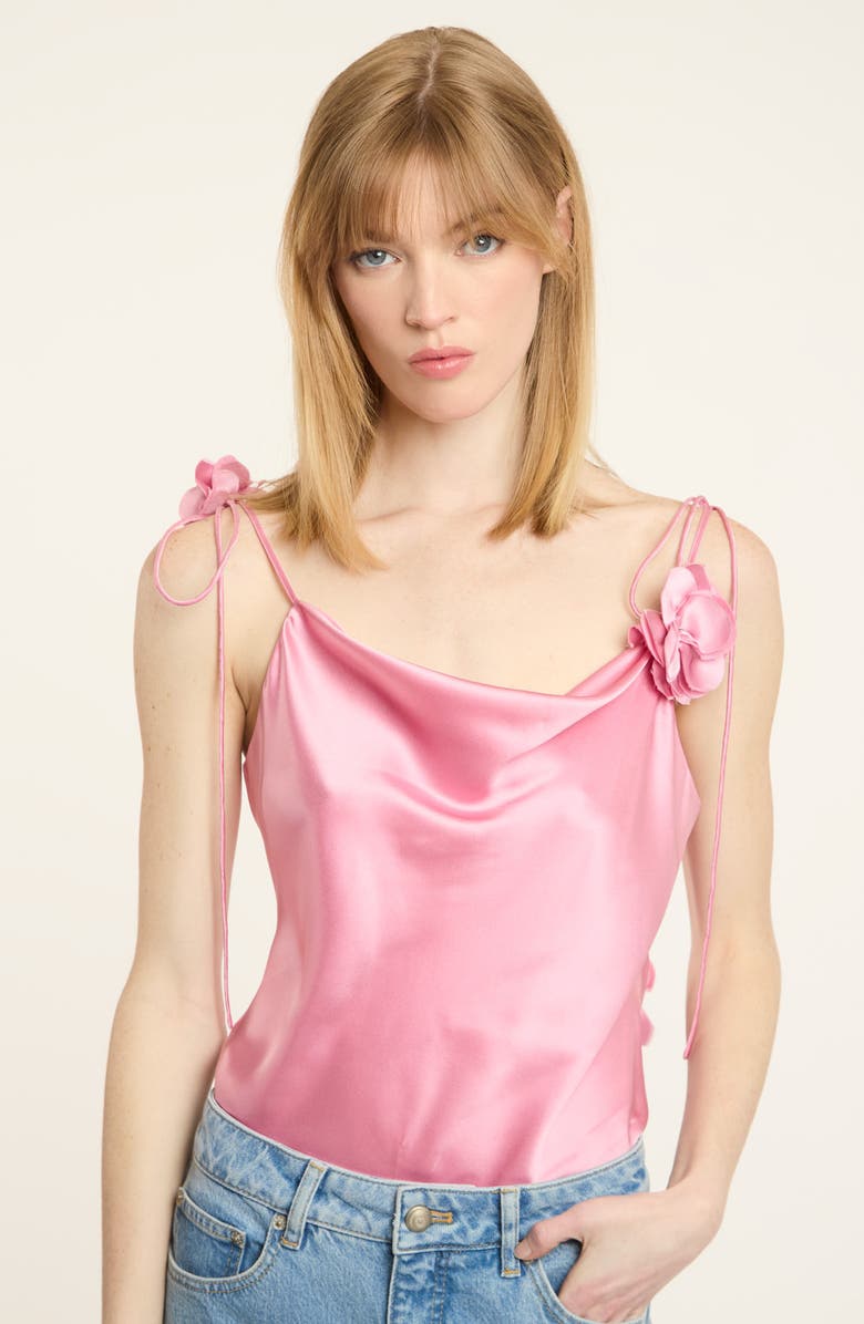Cinq à Sept Marta Trailing Flower Silk Camisole, Alternate, color, Rosewater Pink