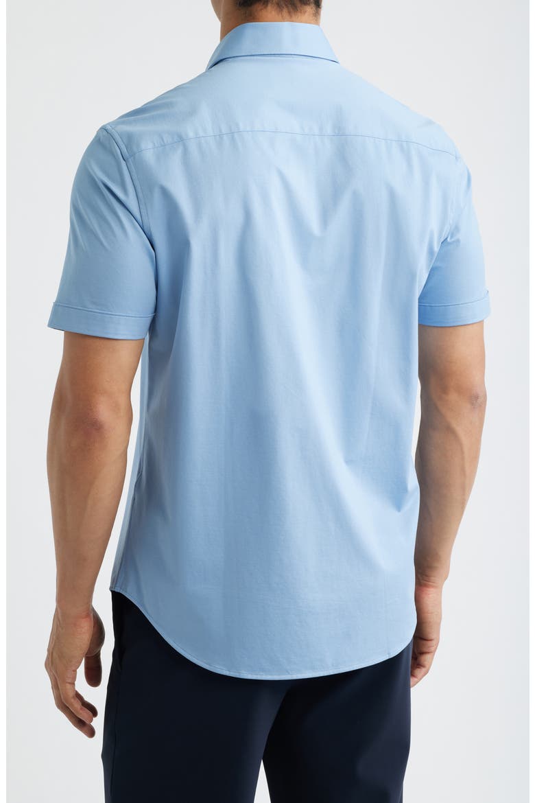Miles OoohCotton® Solid Short Sleeve Button-Up Shirt, Alternate, color, AIR BLUE