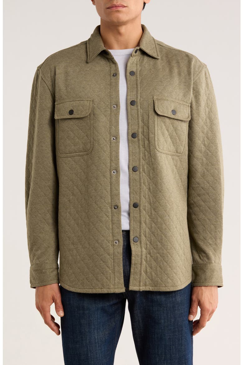 Quilted Shirt Jacket, Main, color, OLIVE HEATHER