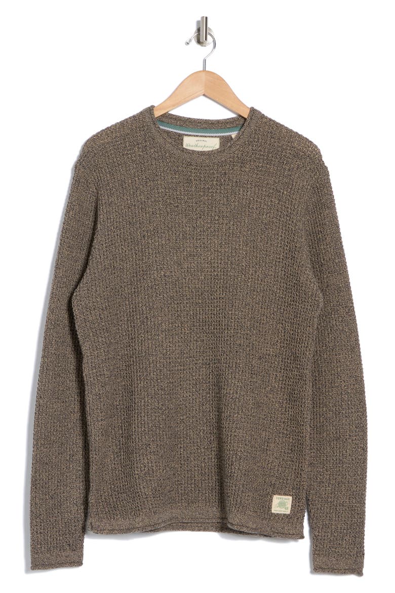 Tuck Stitch Roll Crewneck Sweater, Alternate, color, DIJON CHARCOAL TWIST