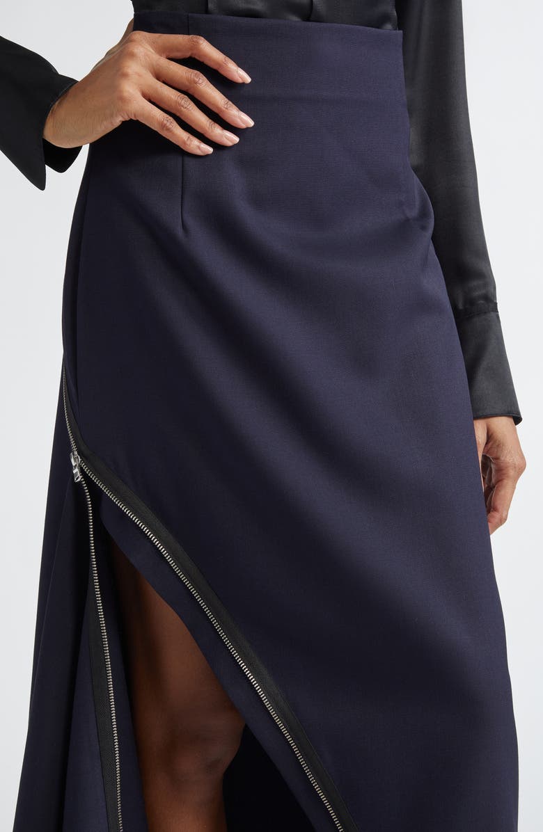 MONSE Double Zipper Midi Skirt, Alternate, color, Navy