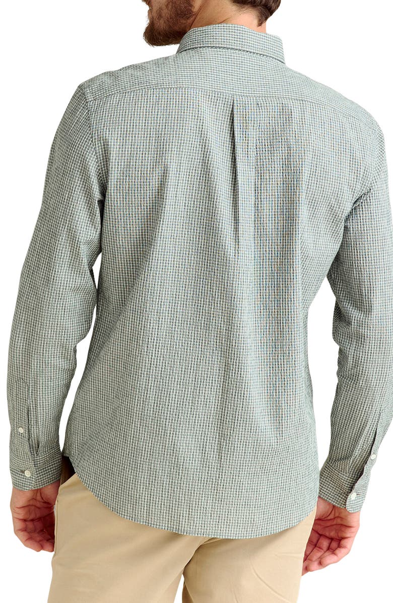 Billy Reid Micocheck Cotton Seersucker Button-Up Shirt, Alternate, color, Scarab