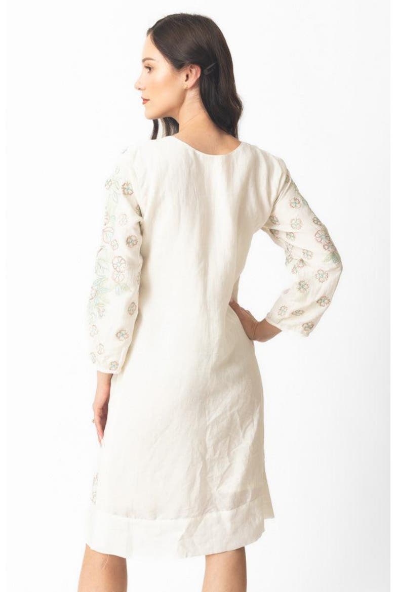 Keya Floral Embroidered Midi Dress, Alternate, color, Off-White