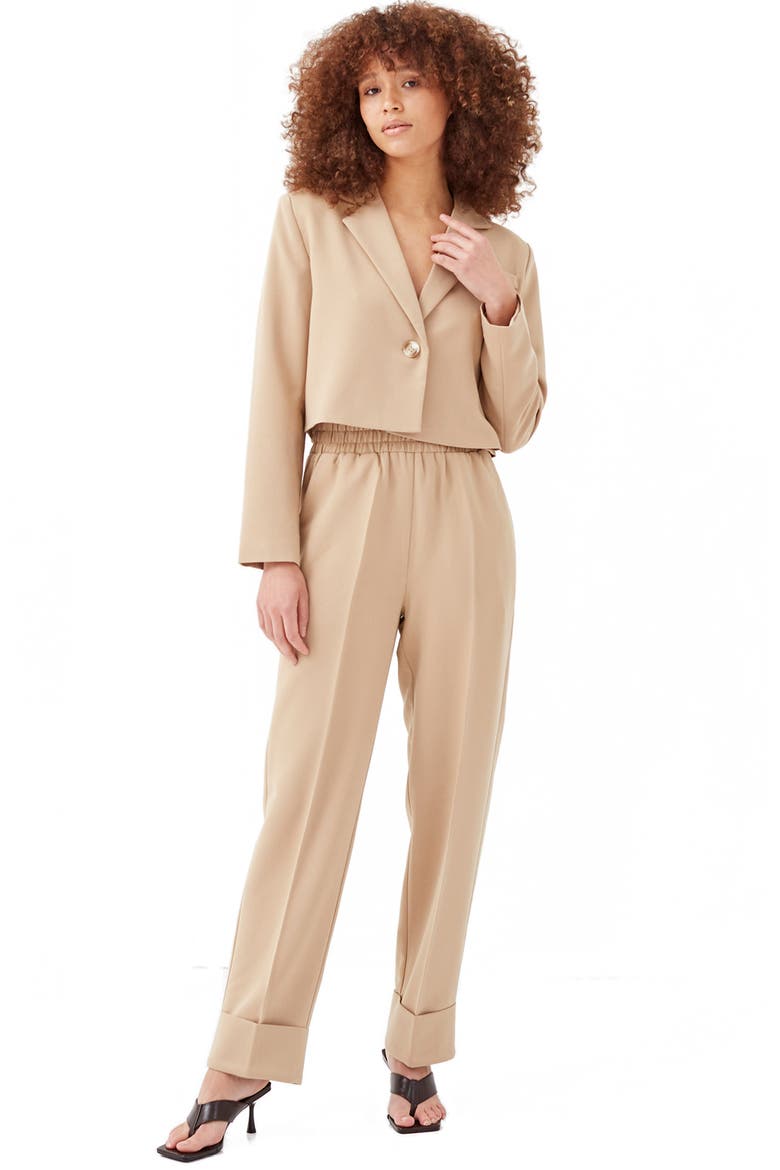 Raine Crop Blazer, Alternate, color, BEIGE