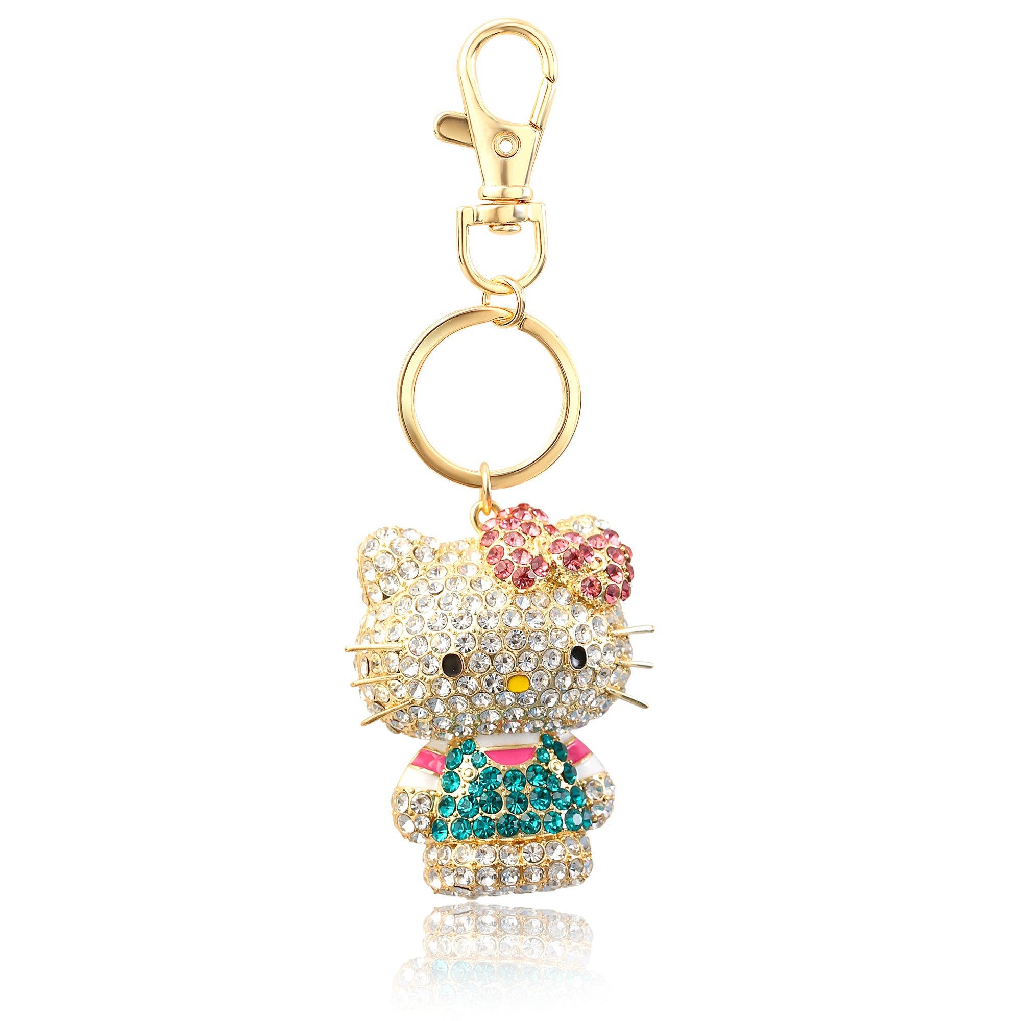 Hello Kitty Pave Hello Kitty 3D Bling Keychain, Main, color, Gold