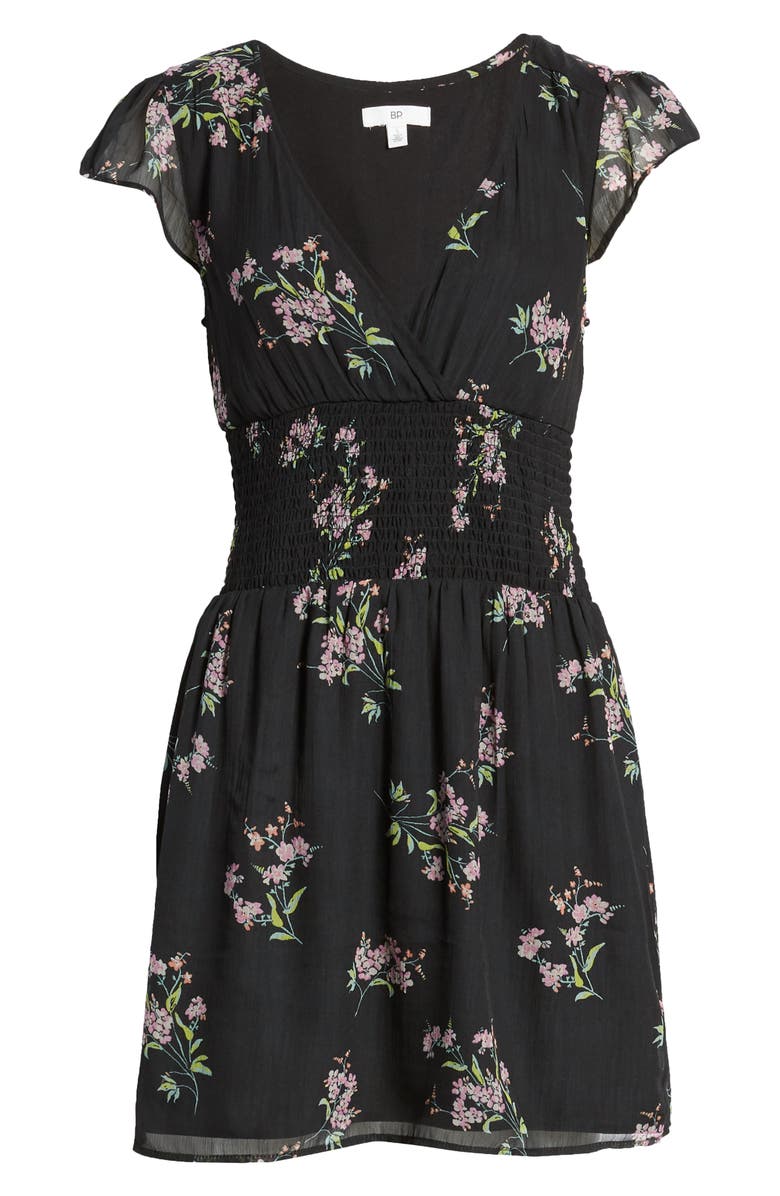 BP. Smocked Waist Chiffon Minidress, Main, color, 