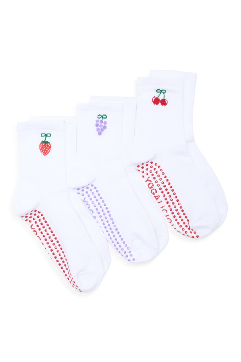 3-Pack Fruit Jacquard Half Crew Socks, Main, color, BERRY BEST MULTI