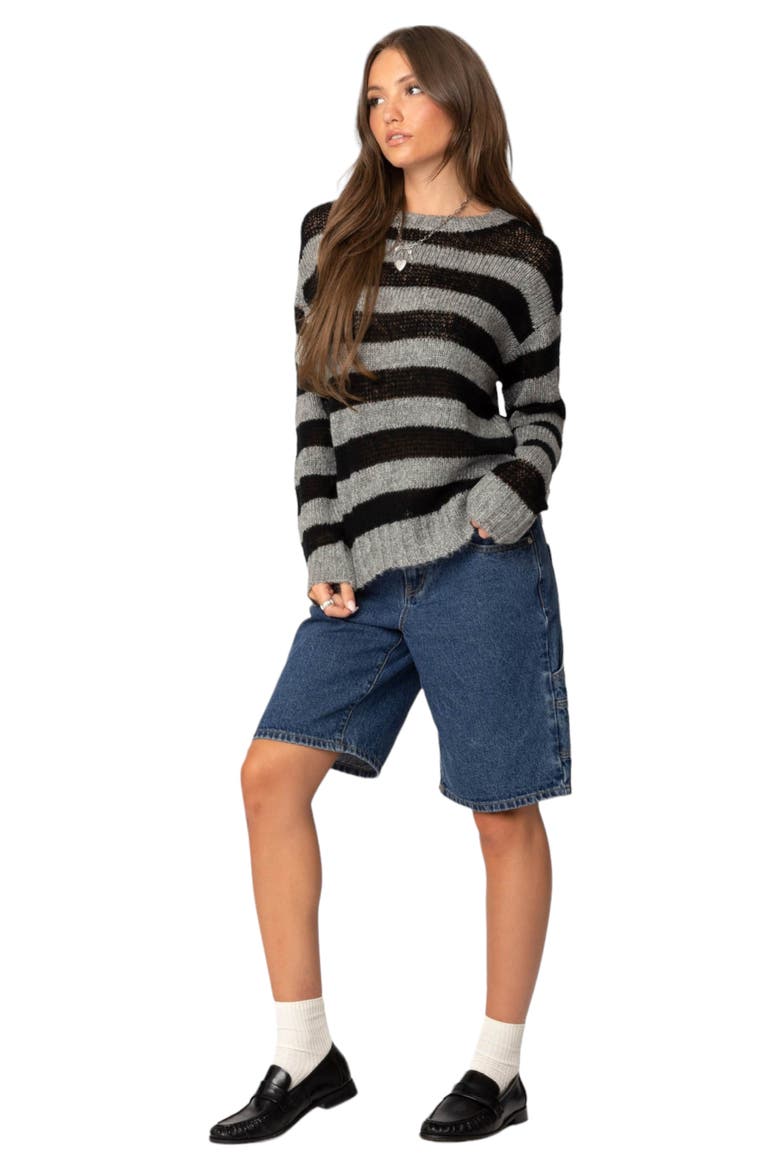 Stripe Sweater, Alternate, color, BLACK/GREY