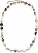 LA MENO Rutilated Quartz & Imitation Pearl Necklace