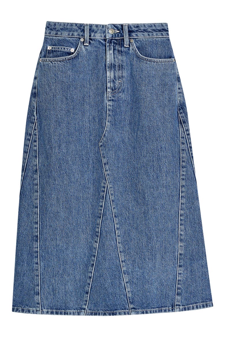 A-Line Denim Skirt, Alternate, color, MID DENIM