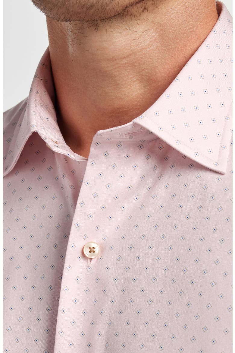 Neat Print Cotton Button-Up Shirt, Alternate, color, PINK