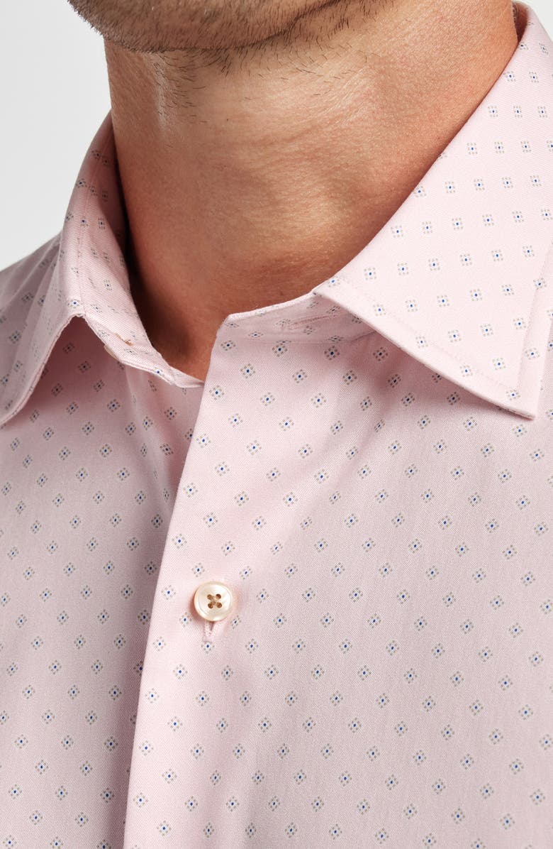 David Donahue Neat Print Cotton Button-Up Shirt, Alternate, color, Pink