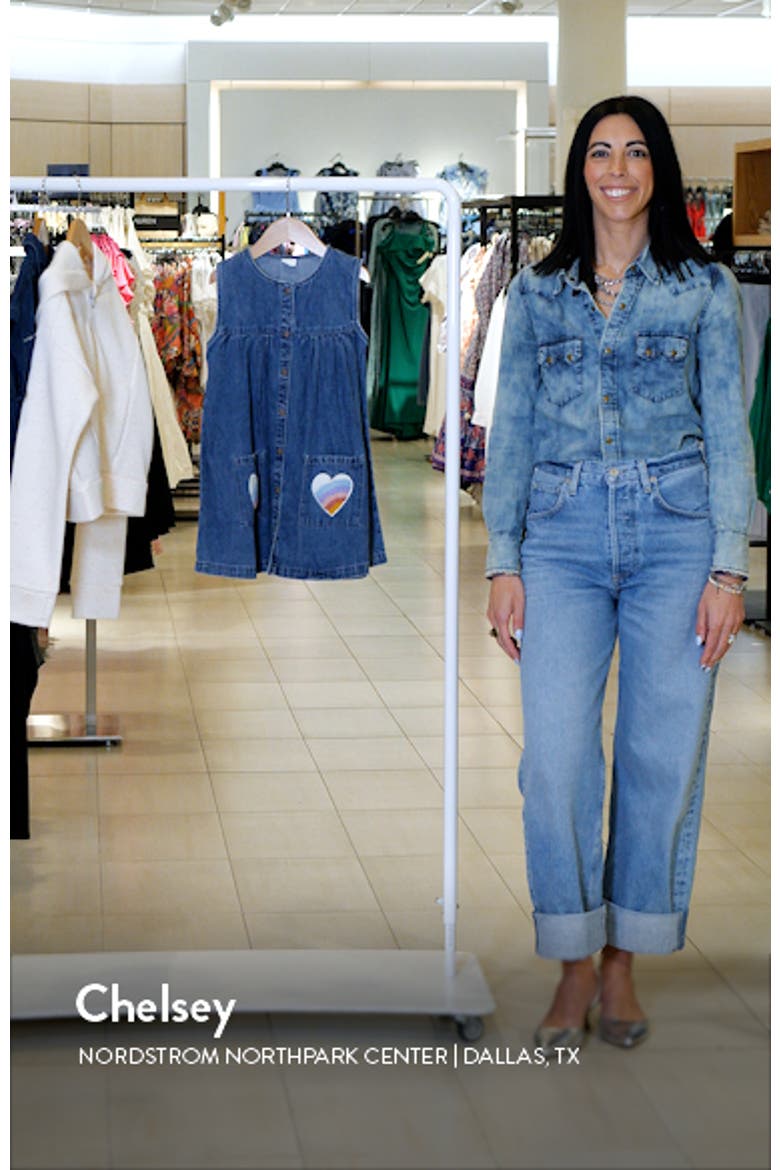 Kids' Heart Appliqué Sleeveless Cotton Denim Dress video