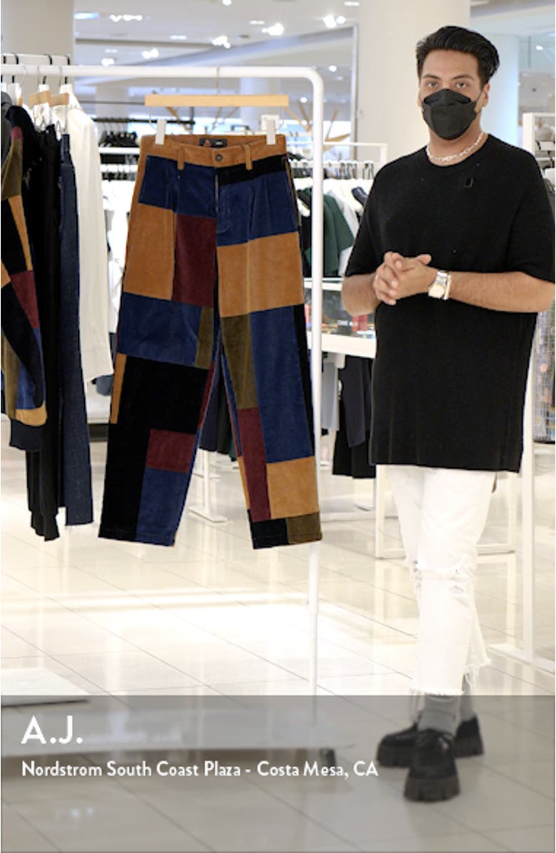 x Noah Pleated Patchwork Cotton Corduroy Pants, sales video thumbnail