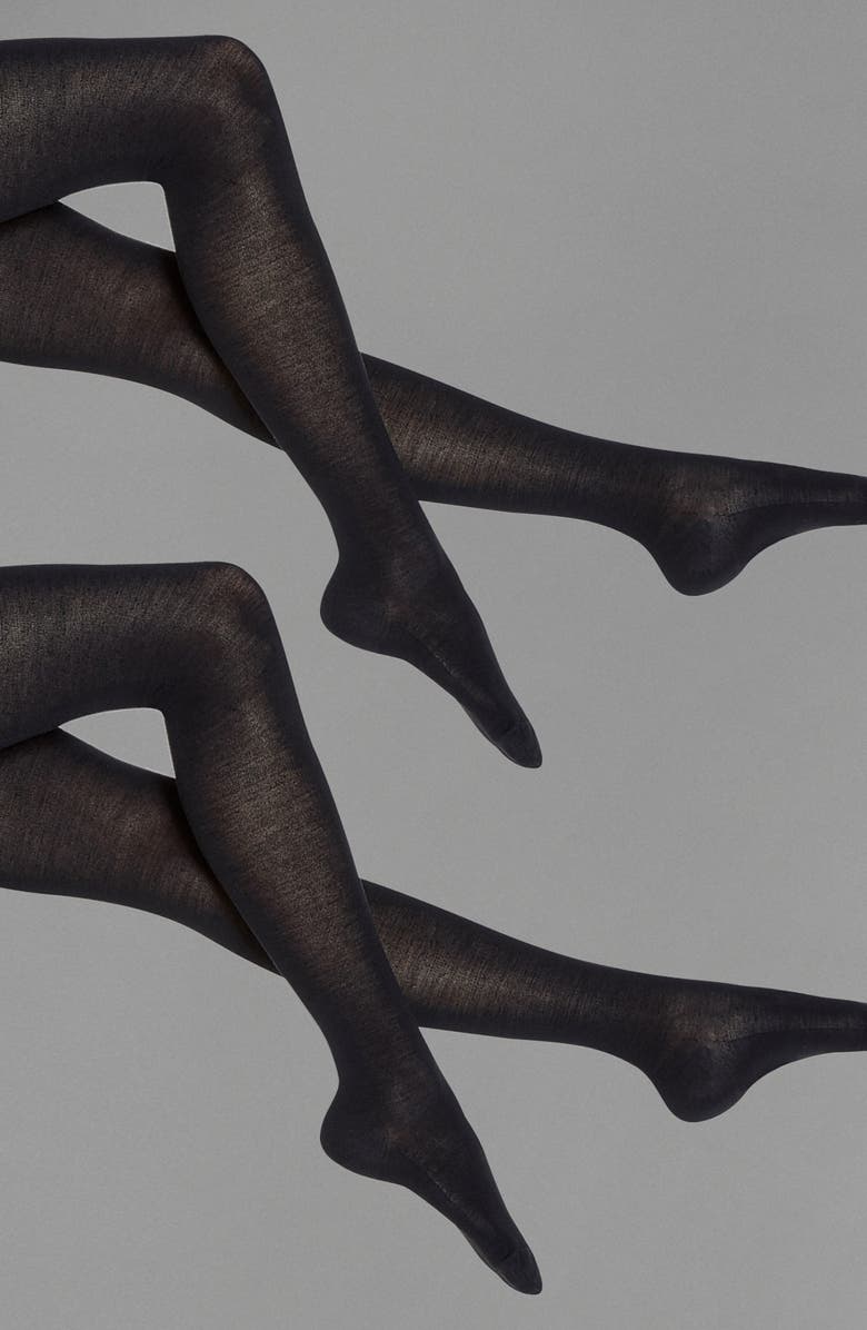Wolford 2-Pack 200-Denier Stretch Virgin Wool Blend Tights, Alternate, color, Black