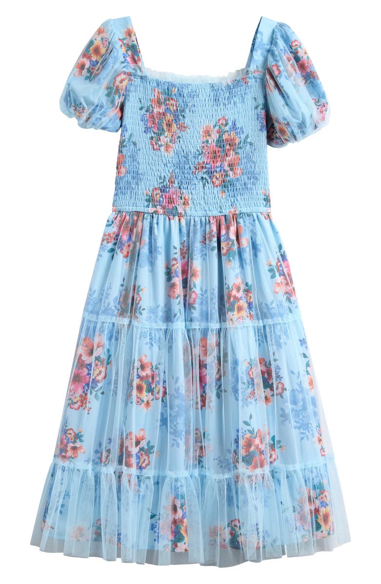 Truly Me Kids' Floral Print Dress, Alternate, color, Blue Multi