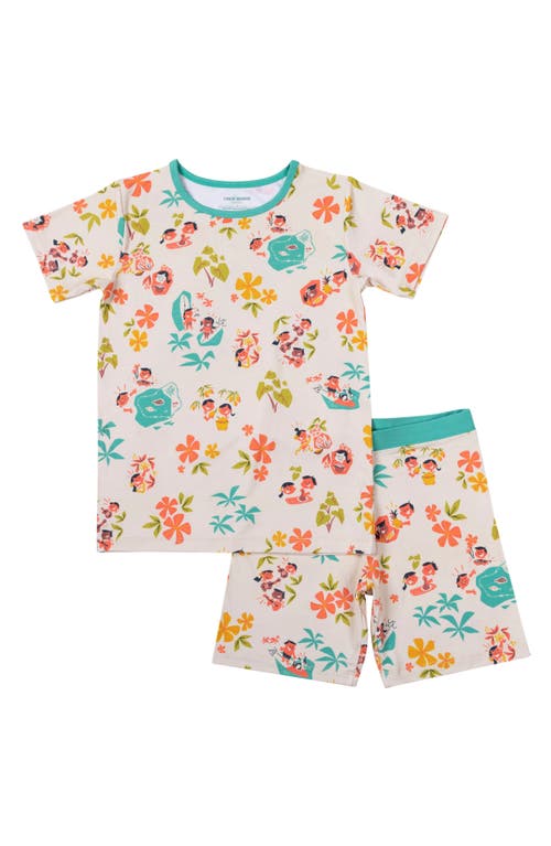 Coco Moon Hawaii Life Fitted Two-Piece Short Pajamas in Tan 