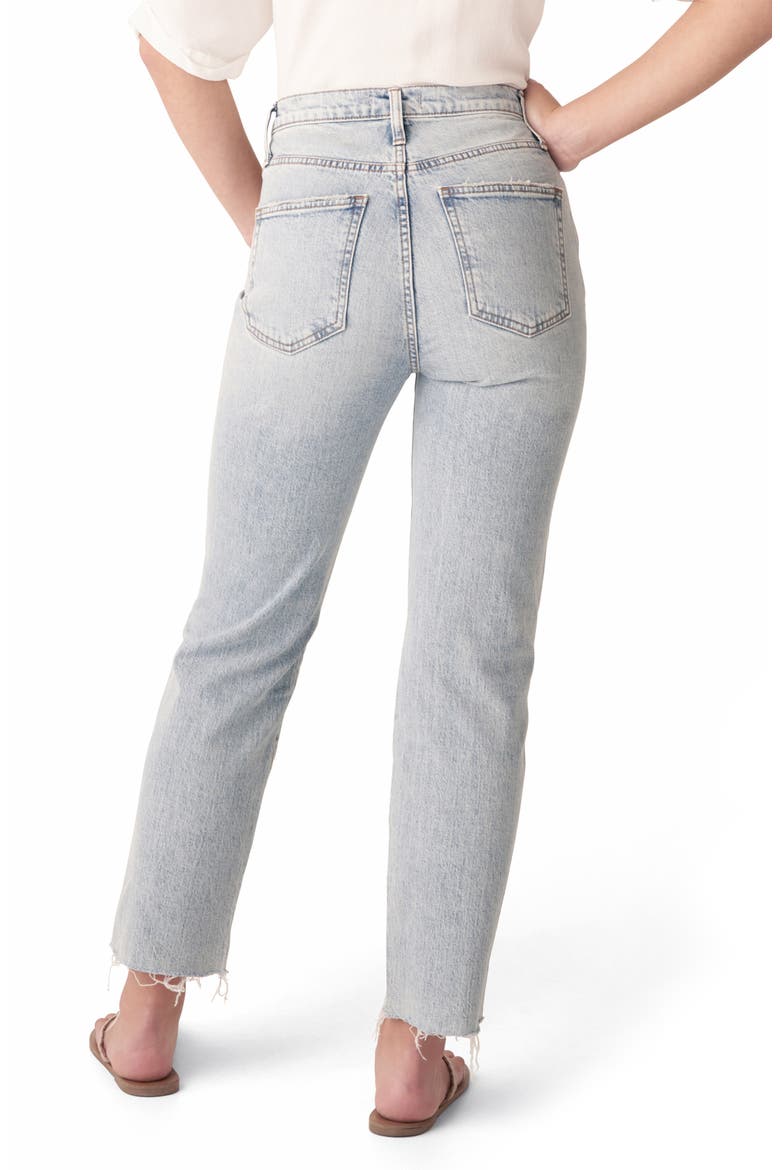 Highly Desirable High Waist Fray Hem Straight Leg Jeans, Alternate, color, INDIGO