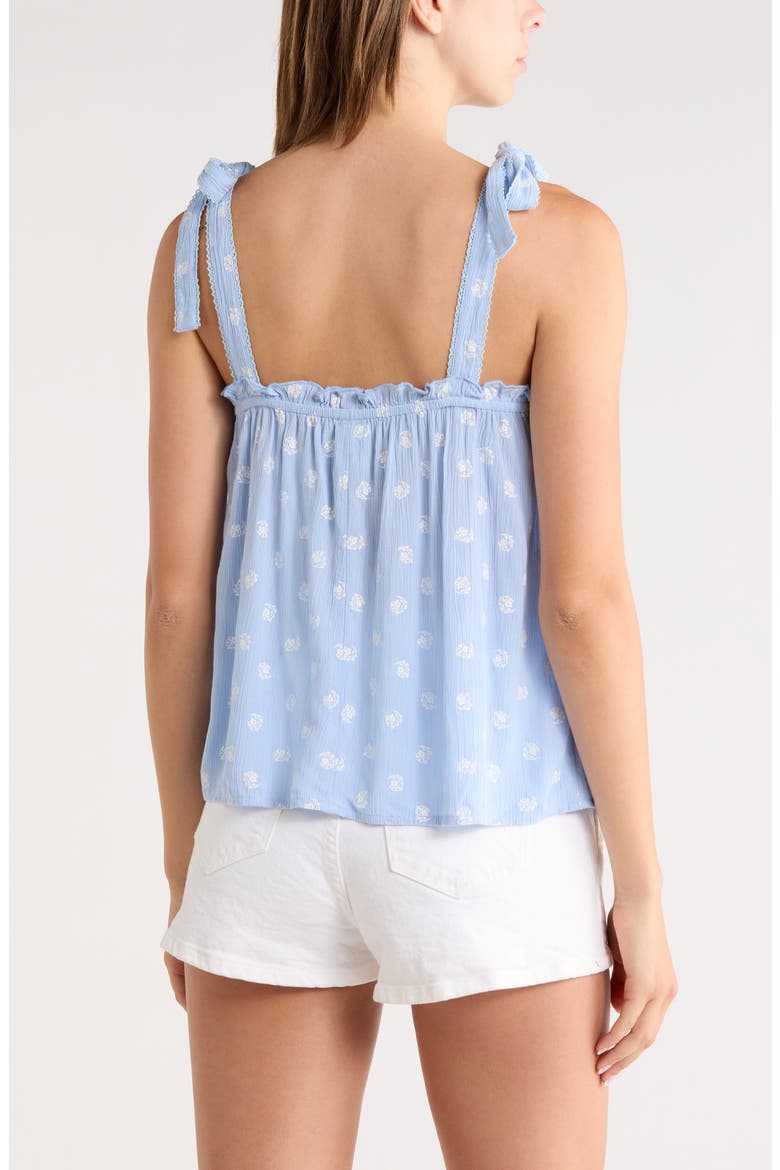 Shoulder Tie Boho Cami, Alternate, color, BLUE WHITE CLIP FLORAL
