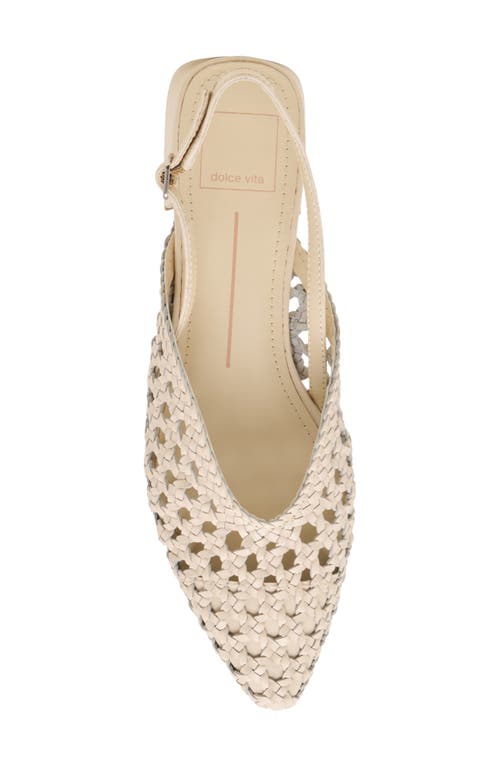 Dolce Vita Birdie Pointed Toe Slingback Flat In Off White Woven Leather