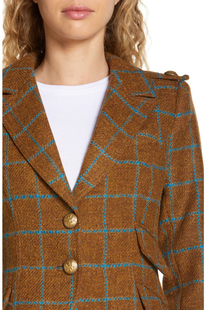 Equestrian Windowpane Check Wool Blazer, Alternate, color, VICUNA WINDOWPANE