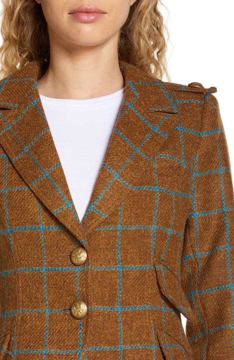 Smythe Equestrian Windowpane Check Wool Blazer, Alternate, color,