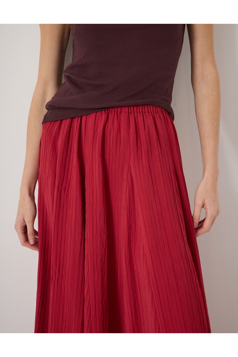 Mavi Godet Crinkle Midi Skirt, Alternate, color, Ruby Red