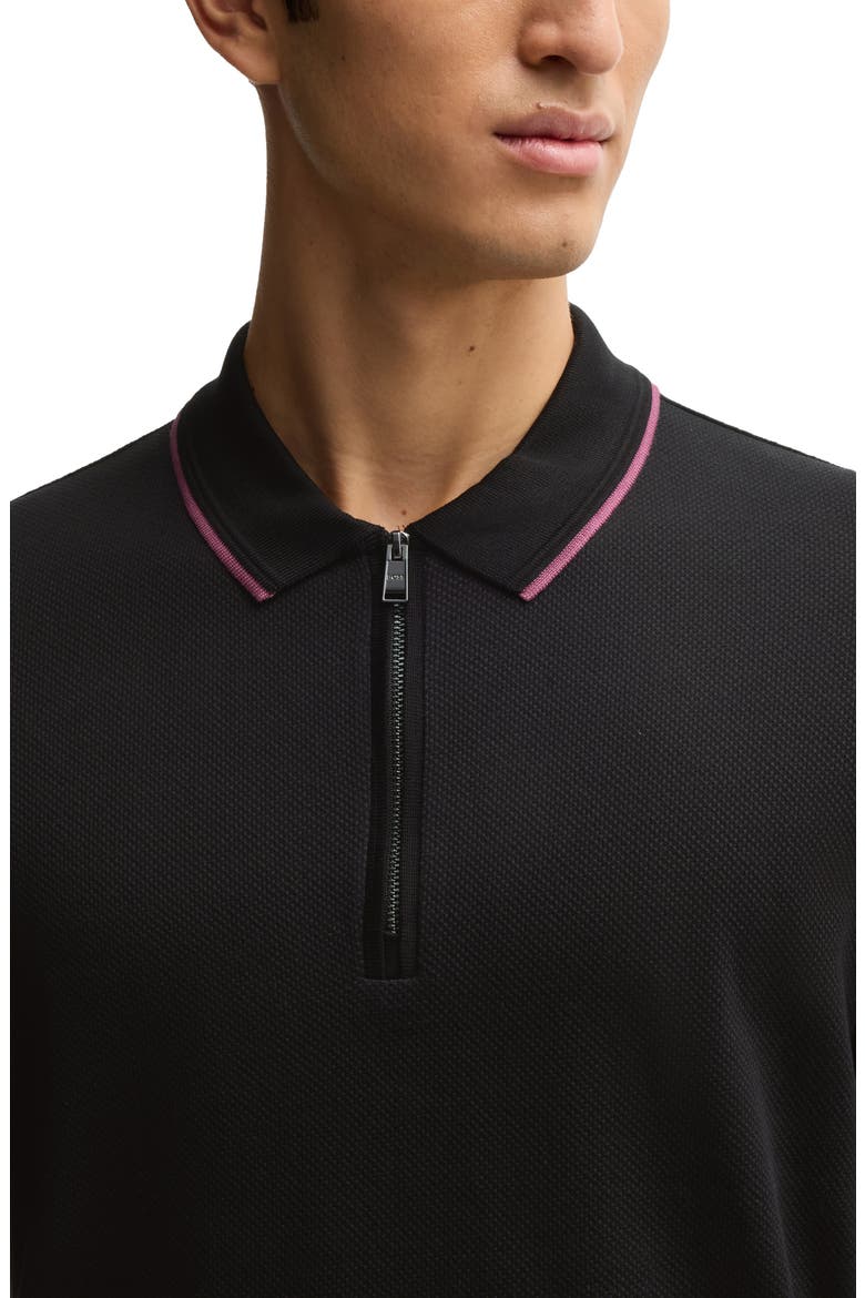 Paras Quarter Zip Cotton Polo, Alternate, color, BLACK