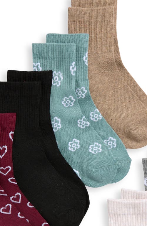 Capelli New York Kids' Ditsy Icons Assorted 8-pack Quarter Socks In Multi