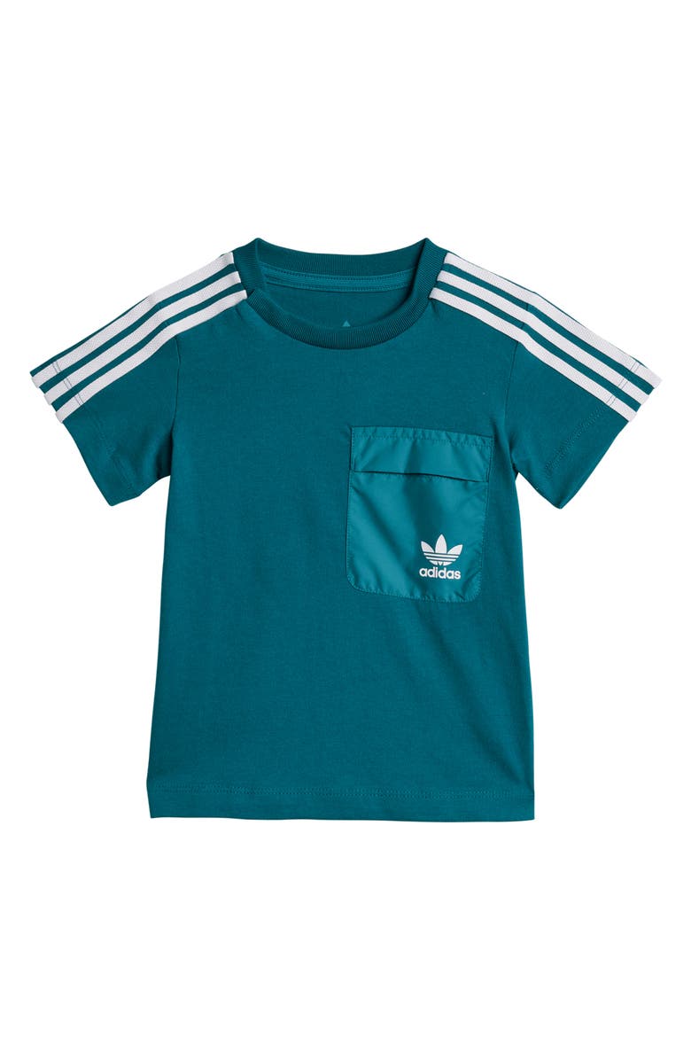 adidas Adicolor Newness Pocket T-Shirt & Shorts Set, Alternate, color, Legacy Teal