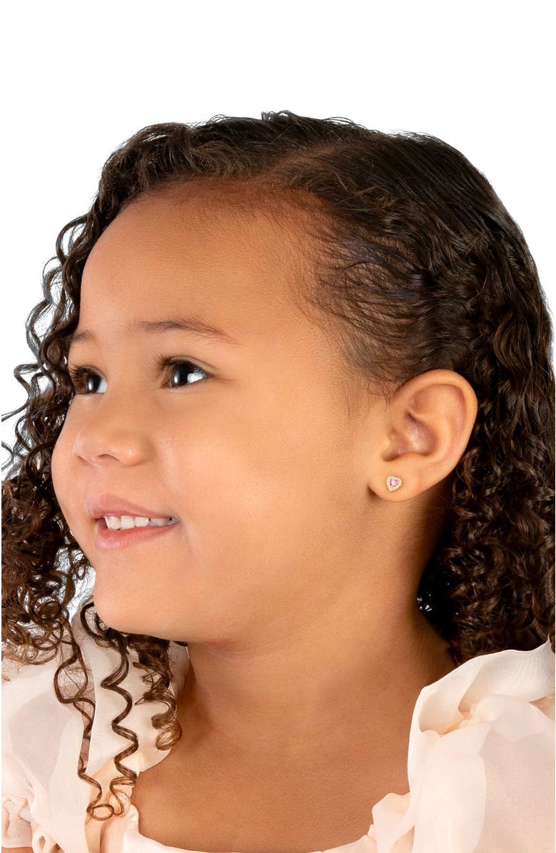 Tiny Blessings 14K Gold Blissful Heart Studs Screw Back Earrings, Alternate, color, 14K Yellow Gold