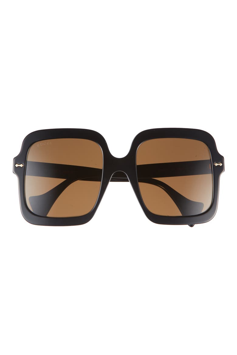 56mm Square Sunglasses, Main, color, BLACK BLACK BROWN