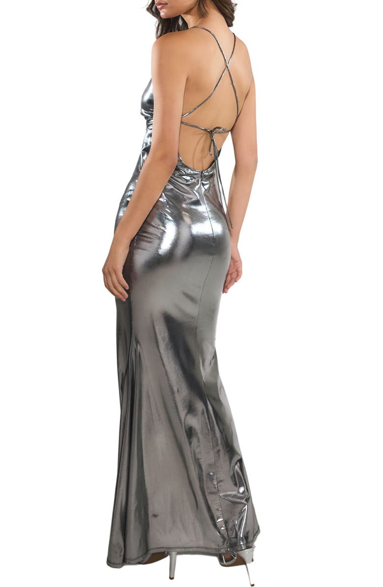 Rare London Metallic Mermaid Gown, Alternate, color, 