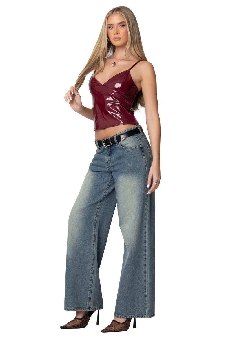 Carmie Vinyl Camisole, Alternate, color, BURGUNDY