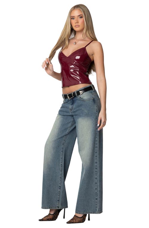 Shop Edikted Carmie Vinyl Camisole In Burgundy