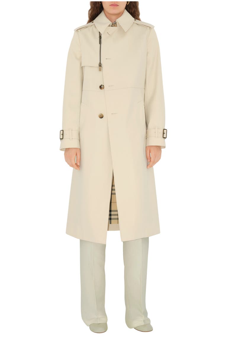 Burberry Long Cotton Blend Trench Coat, Main, color, 