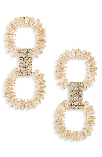 Tasha Crystal Double Drop Earrings In Gold/crystal
