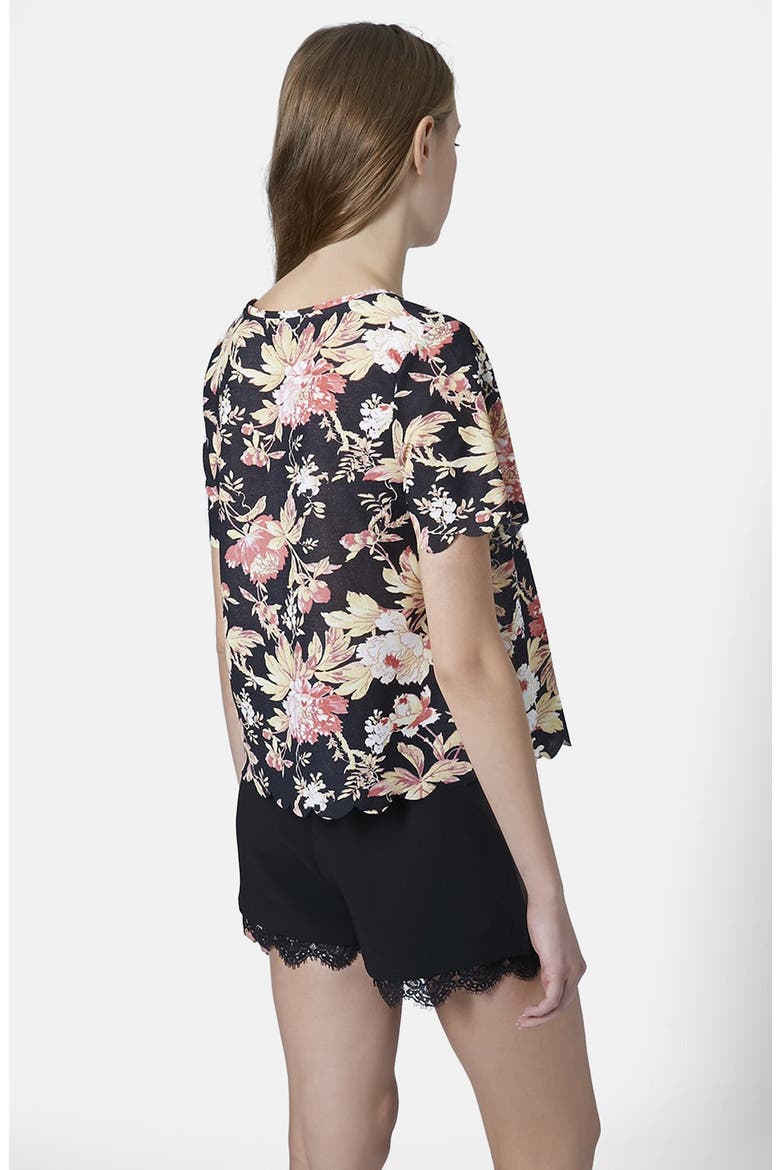 Flower Scallop Tee, Alternate, color, BLACK MULTI