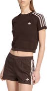 adidas Originals Open Stitch Short Sleeve Crop Sweater