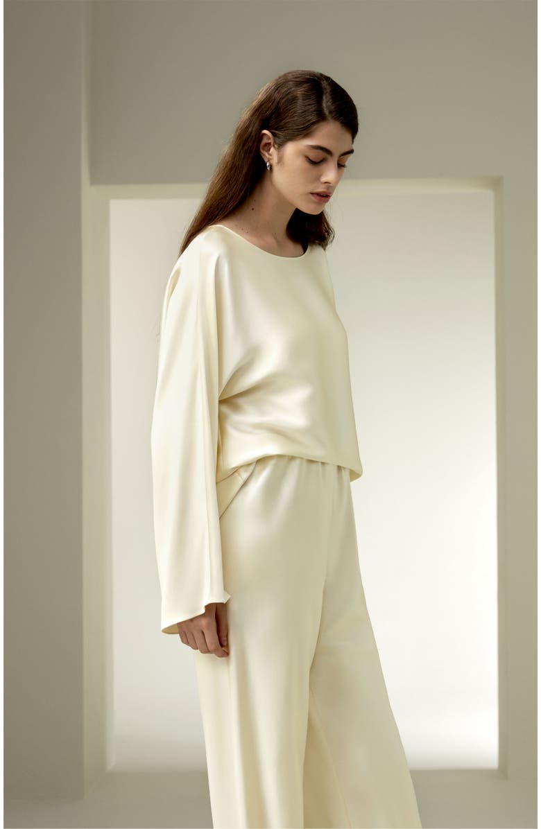 Lilysilk Silk Charmeuse Crewneck Blouse, Alternate, color, Lily White