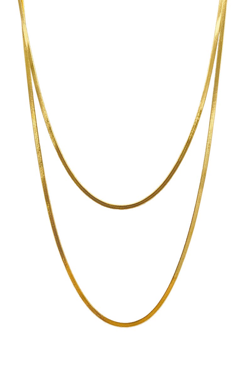 Water Resistant Herringbone Chain Double Layered Necklace, Alternate, color, YELLOW